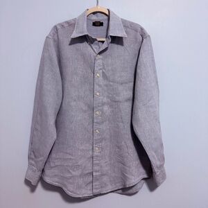 Brooks Brothers 346 Men’s Long Sleeve Blue Linen Shirt Size M